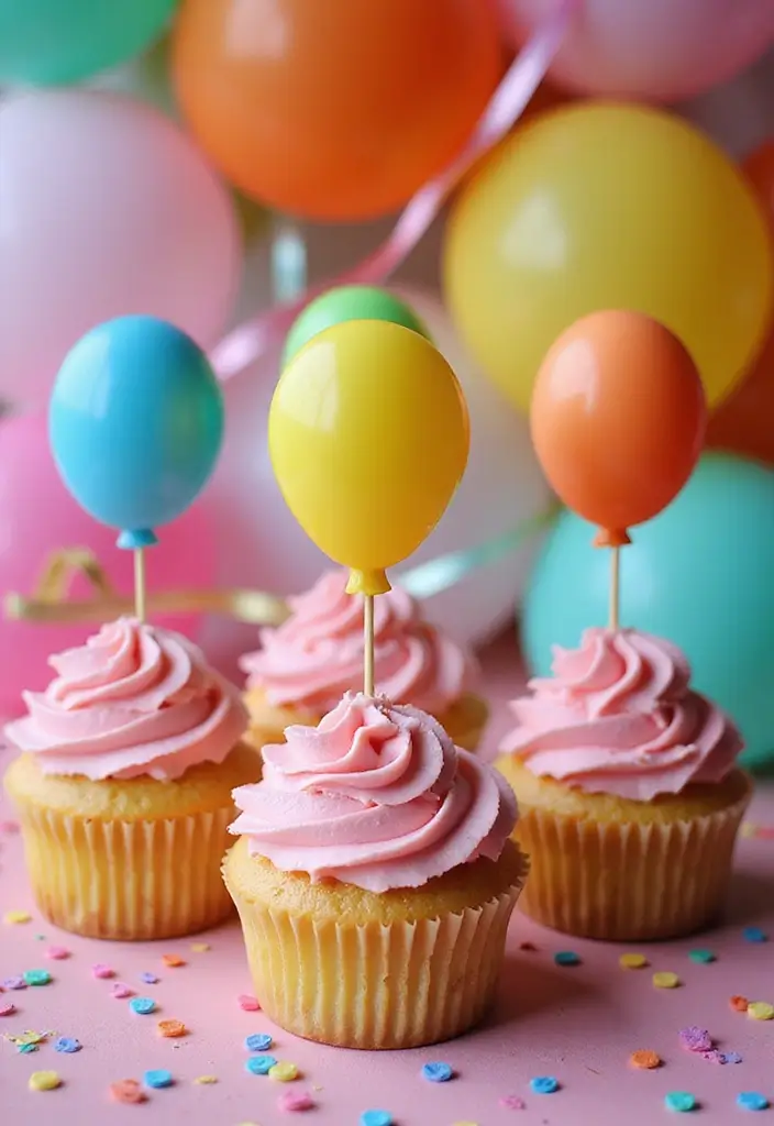 25 Gender Reveal Cupcake Ideas That Are Too Cute to Eat - 7. Balloon Cupcakes