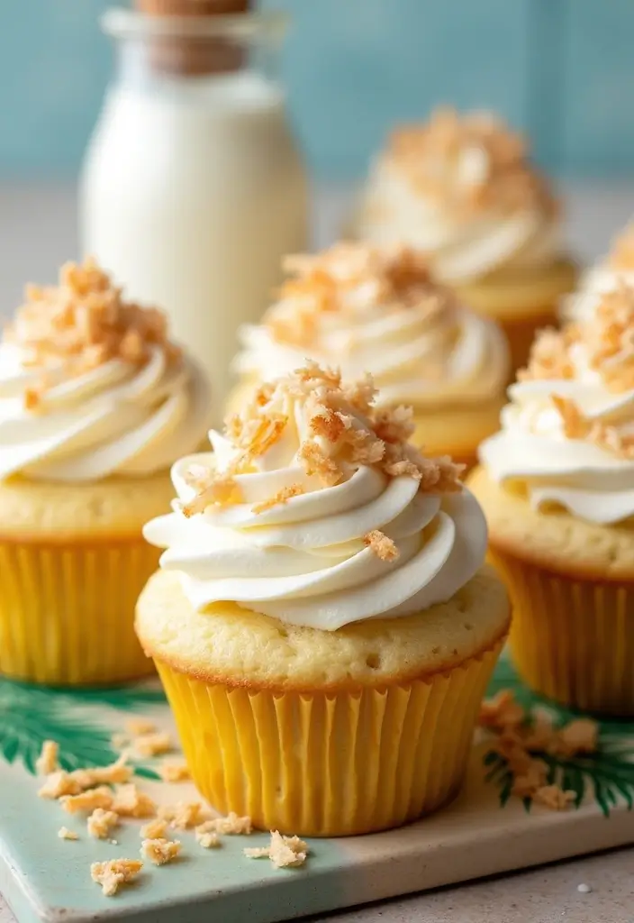 25 Graduation Cupcake Ideas That Celebrate Success in Style - 11. Tropical Coconut Cupcakes