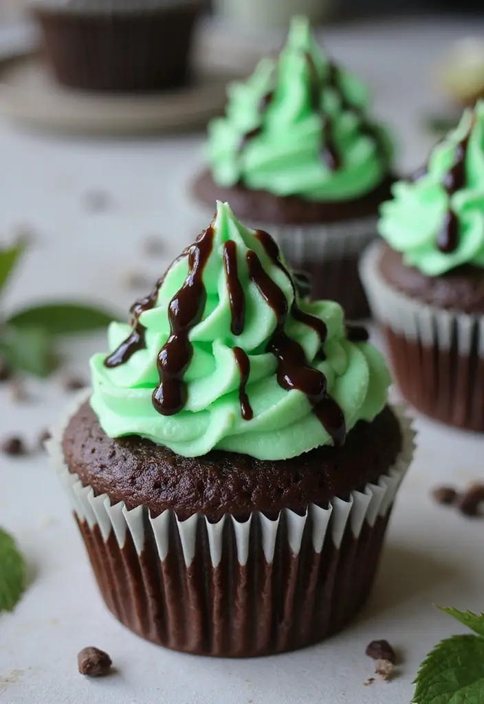 25 Graduation Cupcake Ideas That Celebrate Success in Style - 13. Chocolate Mint Cupcakes