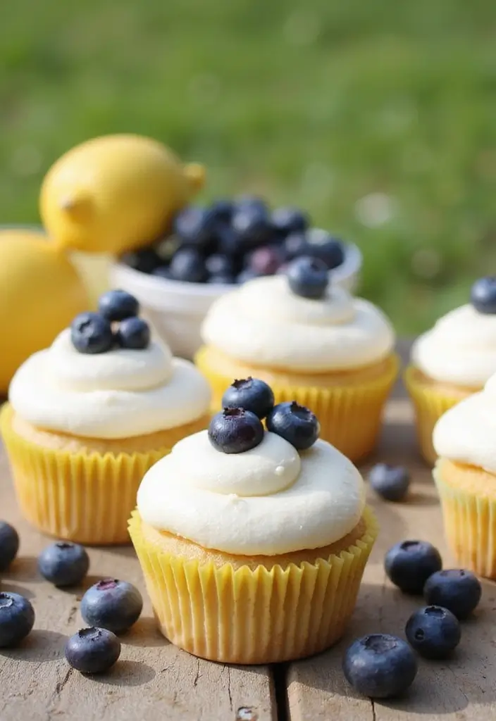 25 Graduation Cupcake Ideas That Celebrate Success in Style - 18. Blueberry Lemon Cupcakes