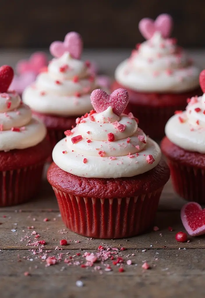 25 Graduation Cupcake Ideas That Celebrate Success in Style - 2. Red Velvet Heart Cupcakes