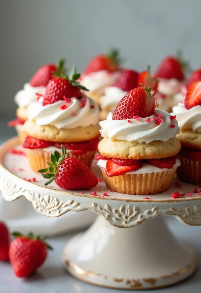 25 Graduation Cupcake Ideas That Celebrate Success in Style - 4. Strawberry Shortcake Cupcakes