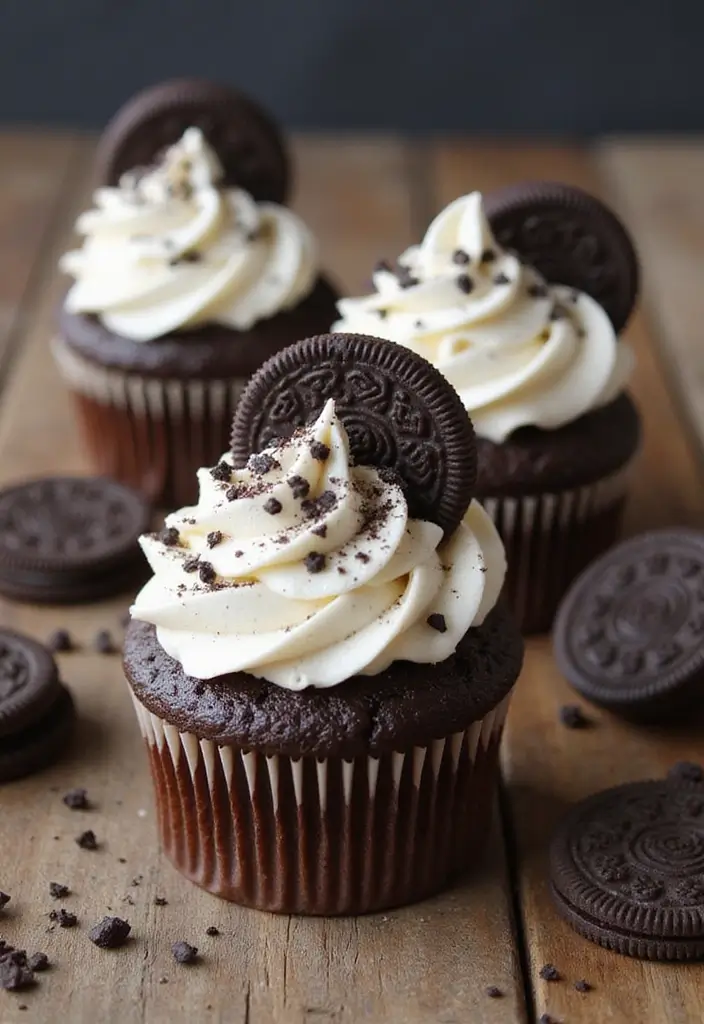25 Graduation Cupcake Ideas That Celebrate Success in Style - 7. Cookies and Cream Cupcakes