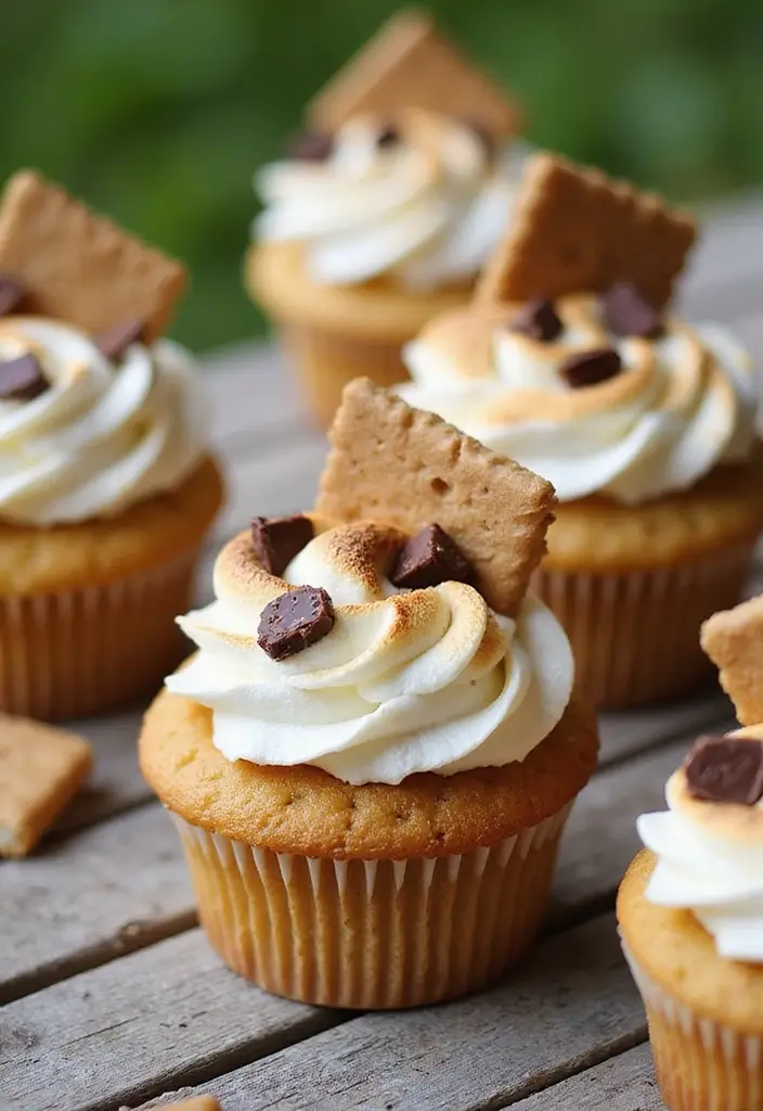 25 Graduation Cupcake Ideas That Celebrate Success in Style - 8. S'mores Cupcakes