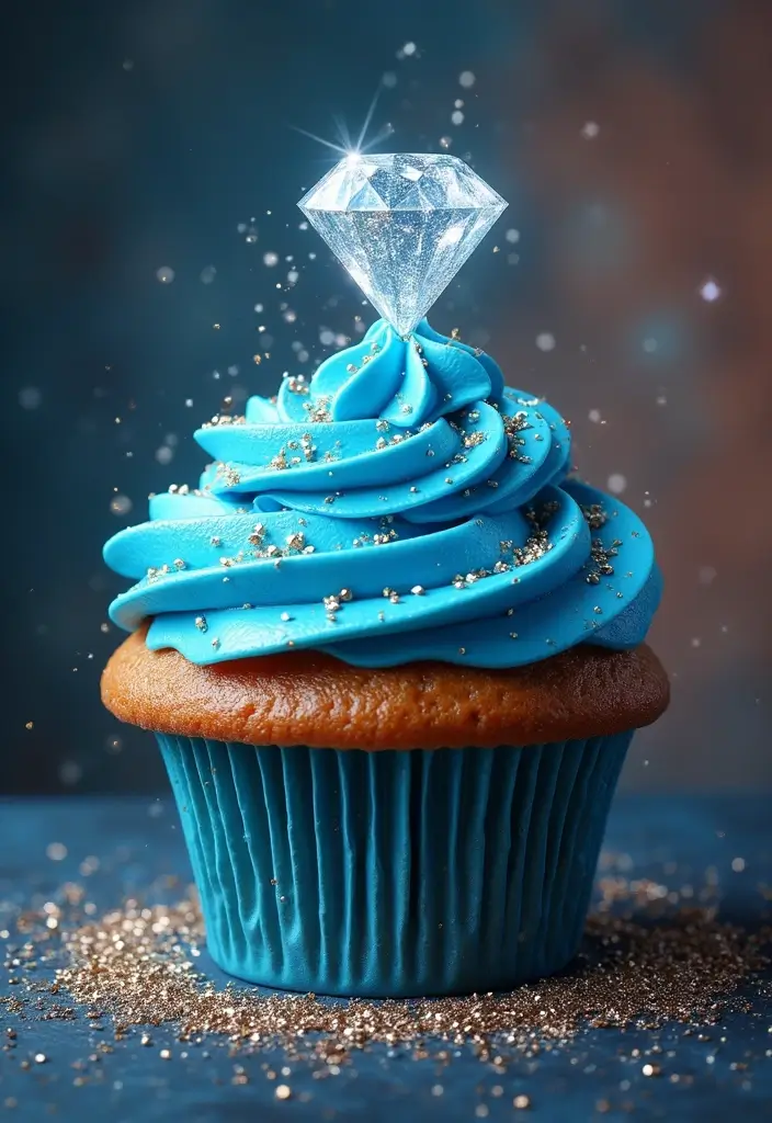 25 Minecraft Cupcake Ideas for Pixel-Perfect Parties - 13. Diamond Delight Cupcake