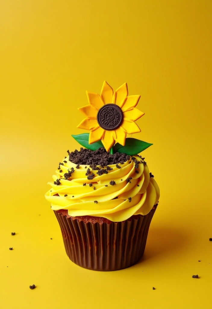 25 Minecraft Cupcake Ideas for Pixel-Perfect Parties - 16. Sunflower Block Cupcake