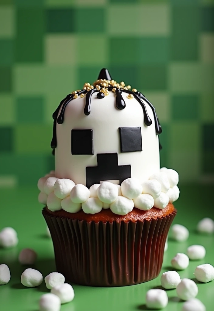 25 Minecraft Cupcake Ideas for Pixel-Perfect Parties - 6. Ghastly Marshmallow Cupcake