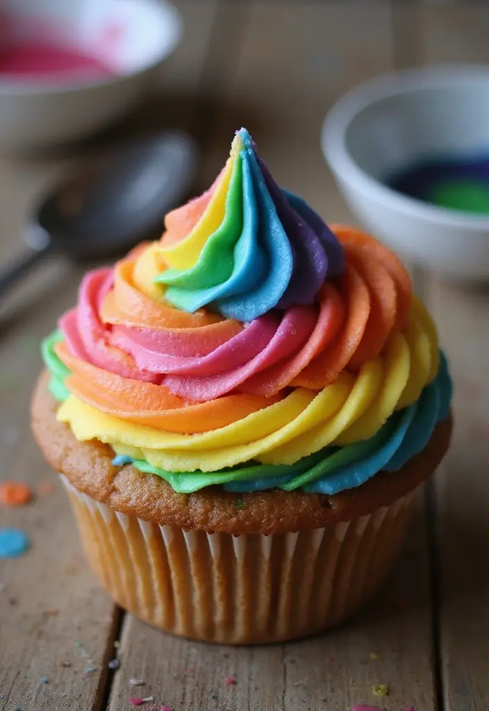 25 Simple Cupcake Decorating Ideas Anyone Can Master - 1. Rainbow Swirl Frosting
