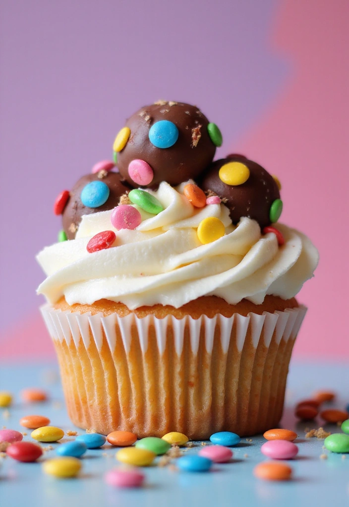 25 Simple Cupcake Decorating Ideas Anyone Can Master - 10. Candy Coated Delight