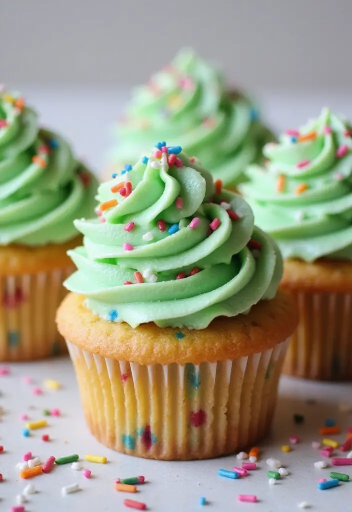 25 St. Patrick’s Day Cupcake Ideas Full of Lucky Charm - 12. St. Patrick’s Day Funfetti Cupcakes