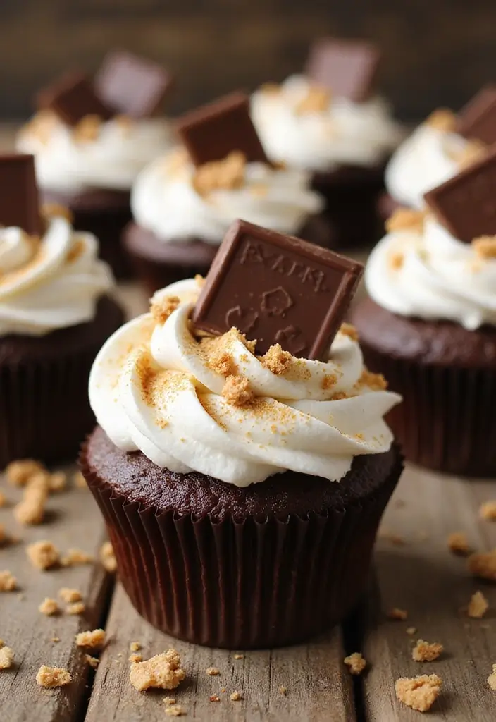 25 St. Patrick’s Day Cupcake Ideas Full of Lucky Charm - 13. St. Patrick's Day S'mores Cupcakes