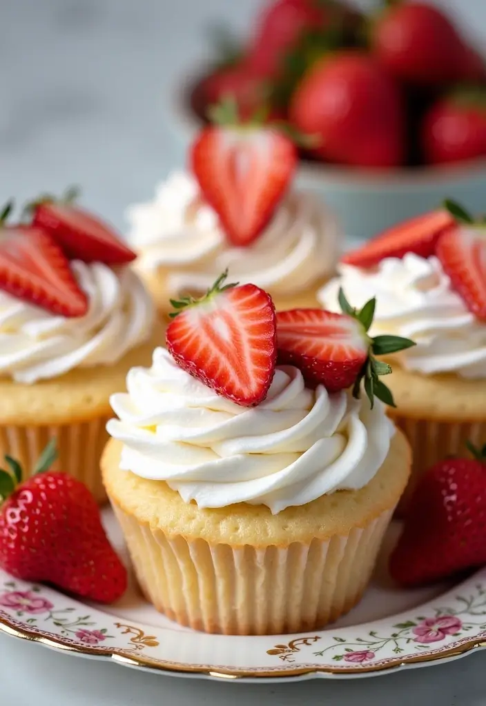 25 St. Patrick’s Day Cupcake Ideas Full of Lucky Charm - 15. Strawberry Shortcake Cupcakes