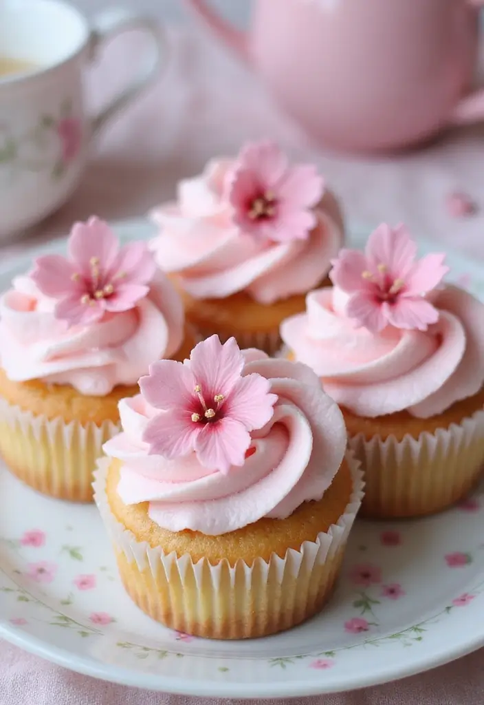25 St. Patrick’s Day Cupcake Ideas Full of Lucky Charm - 22. Cherry Blossom Cupcakes