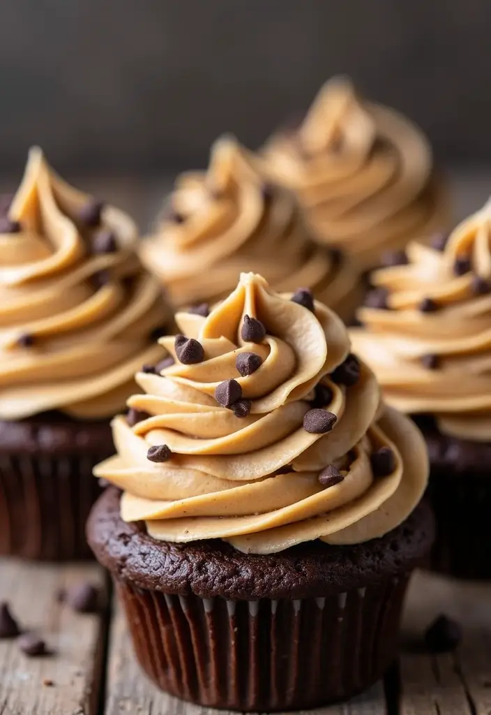 25 St. Patrick’s Day Cupcake Ideas Full of Lucky Charm - 23. Chocolate Chip Cookie Dough Cupcakes