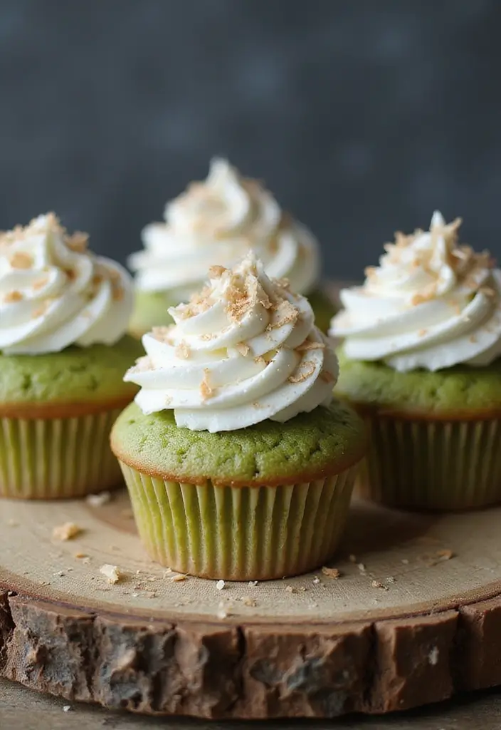 25 St. Patrick’s Day Cupcake Ideas Full of Lucky Charm - 25. Matcha Coconut Cupcakes