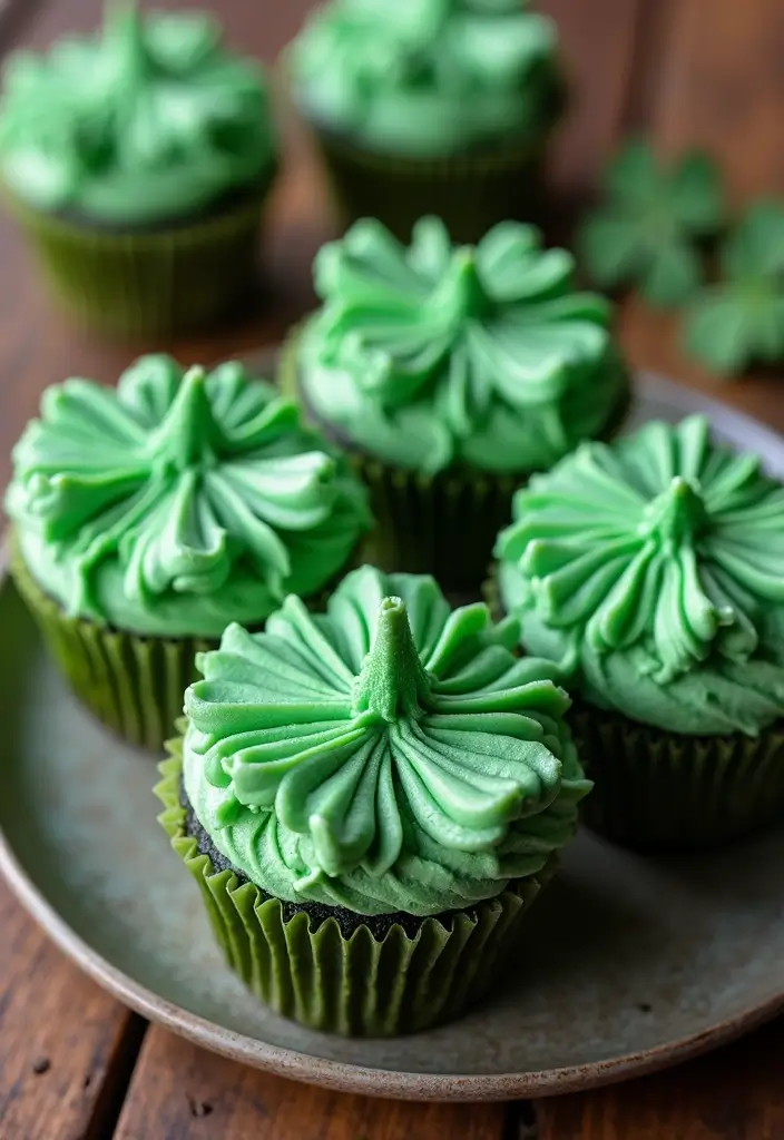 25 St. Patrick’s Day Cupcake Ideas Full of Lucky Charm - 8. Clover Cupcakes