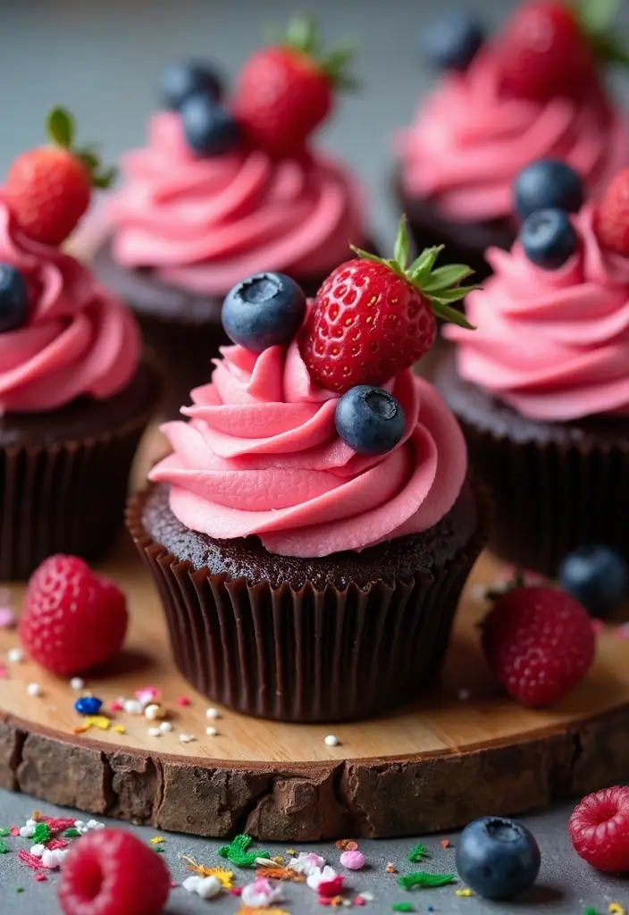 25 Valentine’s Day Cupcake Ideas That Say “I Love You” - 12. Choco-Berry Bliss Cupcakes