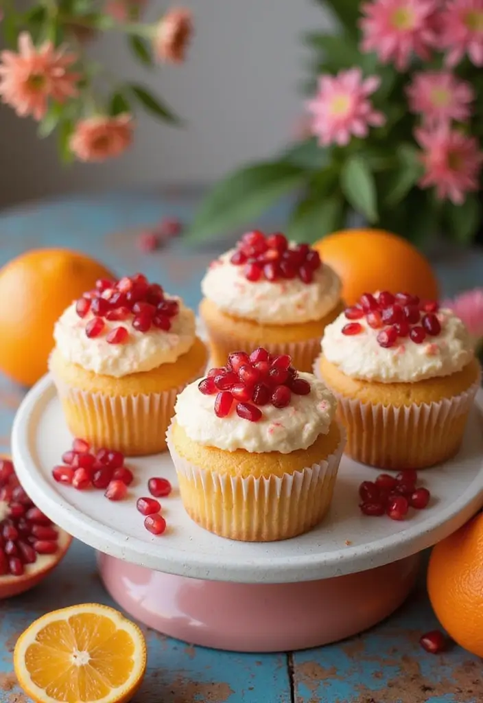 25 Valentine’s Day Cupcake Ideas That Say “I Love You” - 15. Pomegranate Citrus Cupcakes