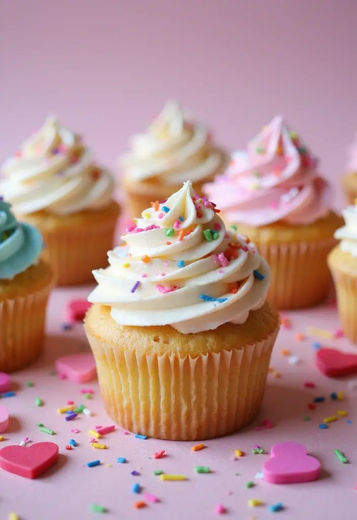 25 Valentine’s Day Cupcake Ideas That Say “I Love You” - 18. Funfetti Love Cupcakes