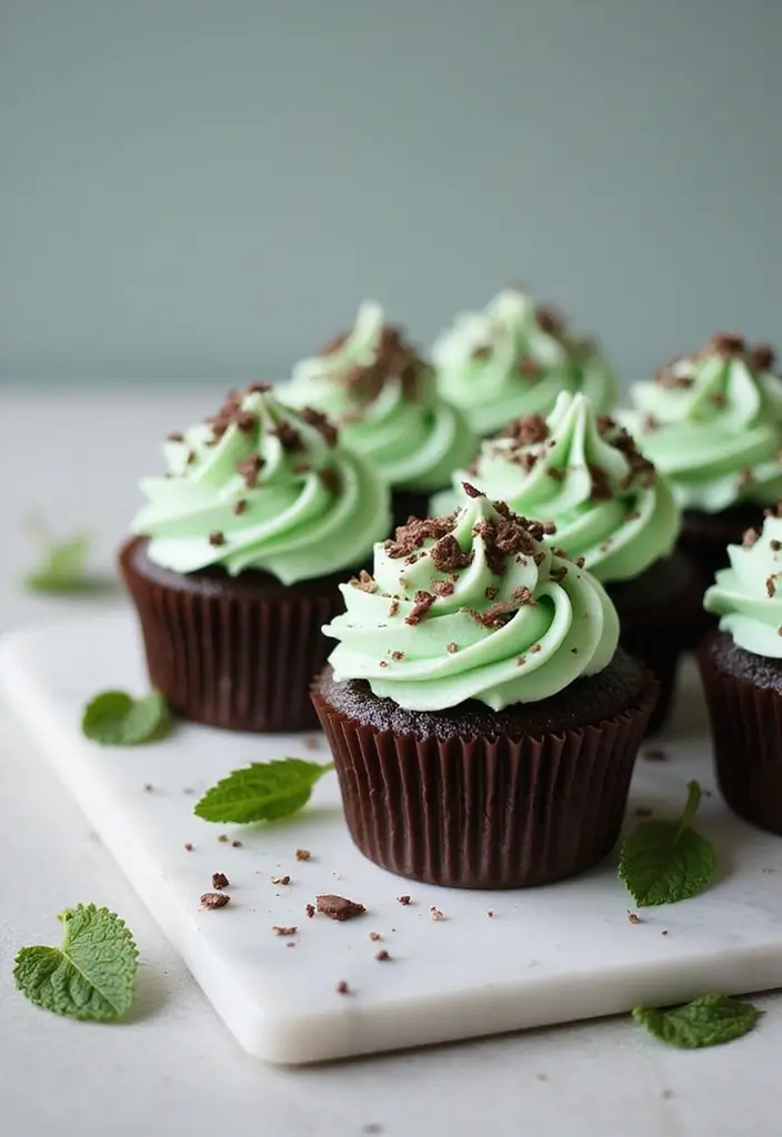 25 Valentine’s Day Cupcake Ideas That Say “I Love You” - 24. Chocolate Mint Cupcakes