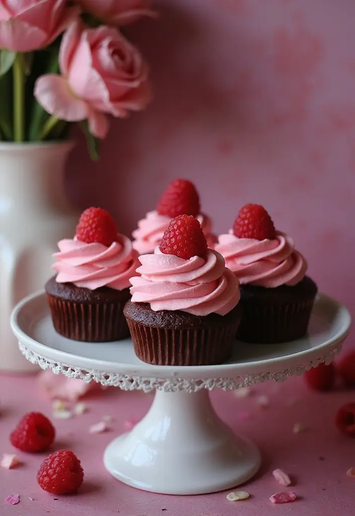 25 Valentine’s Day Cupcake Ideas That Say “I Love You” - 25. Chocolate Raspberry Swirl Cupcakes