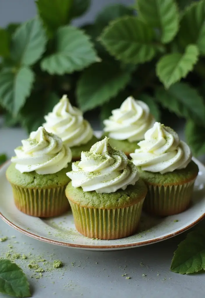 25 Valentine’s Day Cupcake Ideas That Say “I Love You” - 5. Matcha Green Tea Cupcakes