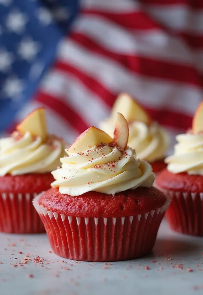 27 4th of July Cupcake Ideas That Sparkle with Patriotism - 17. Red Apple Cupcakes