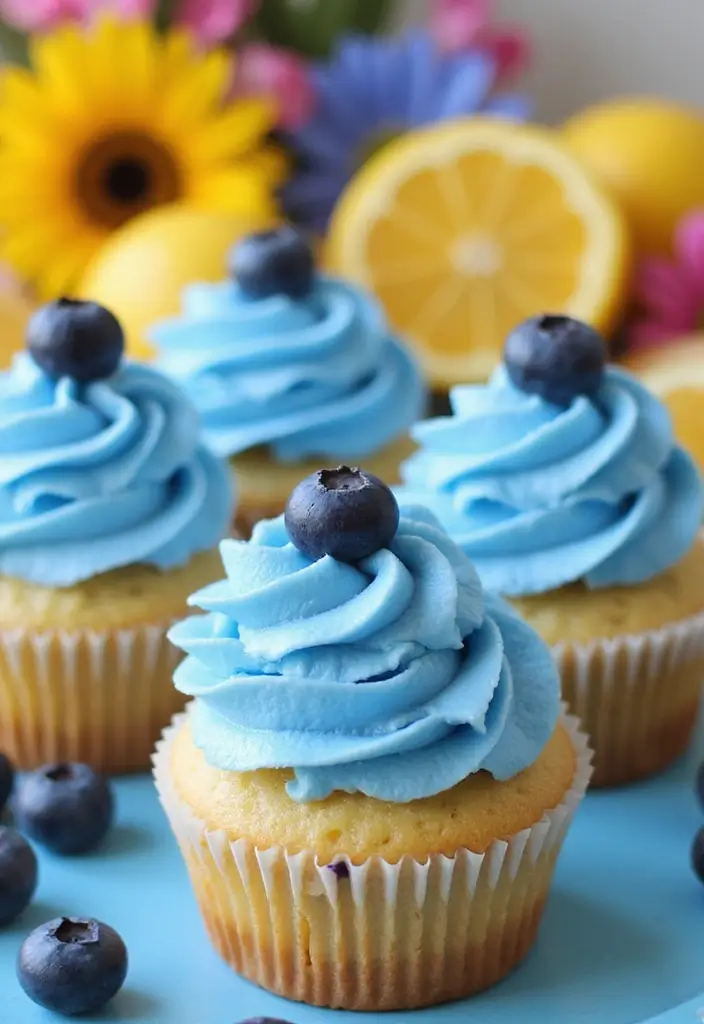 27 4th of July Cupcake Ideas That Sparkle with Patriotism - 2. Blueberry Lemonade Cupcakes