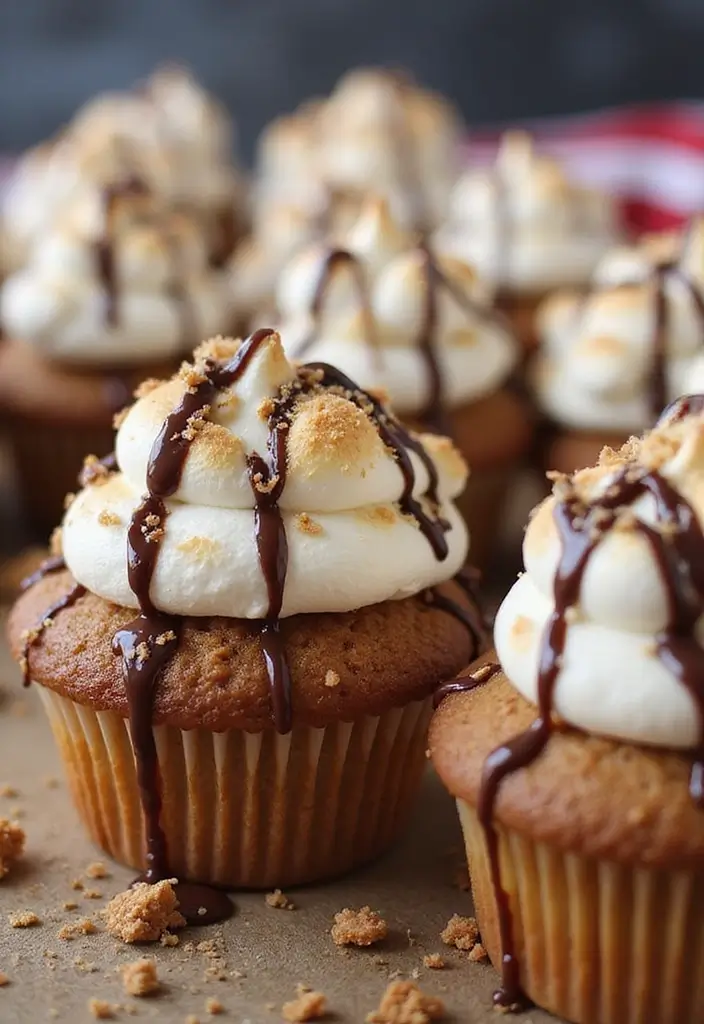 27 4th of July Cupcake Ideas That Sparkle with Patriotism - 21. S'mores Cupcakes