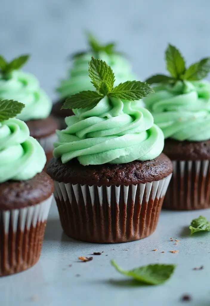 27 4th of July Cupcake Ideas That Sparkle with Patriotism - 24. Chocolate Mint Cupcakes