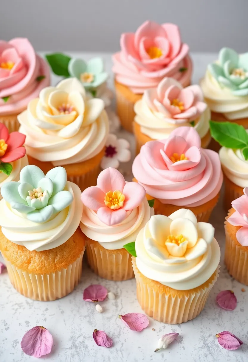 27 Bridal Shower Cupcake Ideas for a Chic Dessert Table - 2. Floral Buttercream Cupcakes
