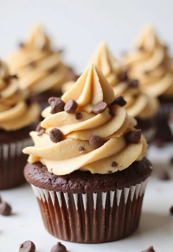 27 Bridal Shower Cupcake Ideas for a Chic Dessert Table - 25. Chocolate Chip Cookie Dough Cupcakes