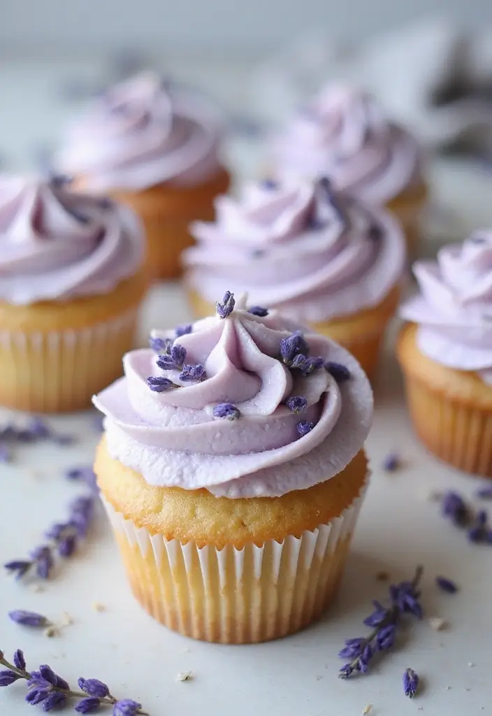 27 Bridal Shower Cupcake Ideas for a Chic Dessert Table - 26. Honey Lavender Cupcakes