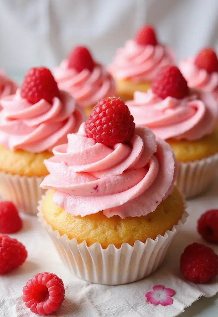 27 Bridal Shower Cupcake Ideas for a Chic Dessert Table - 7. Raspberry Lemonade Cupcakes