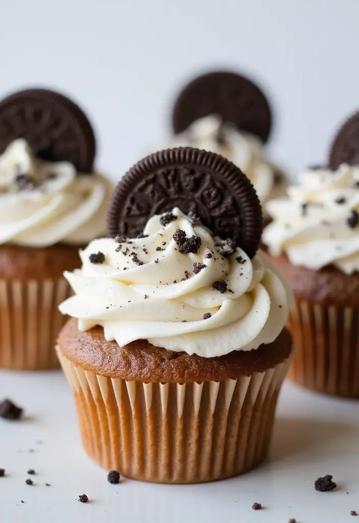 27 Bridal Shower Cupcake Ideas for a Chic Dessert Table - 8. Cookies and Cream Cupcakes