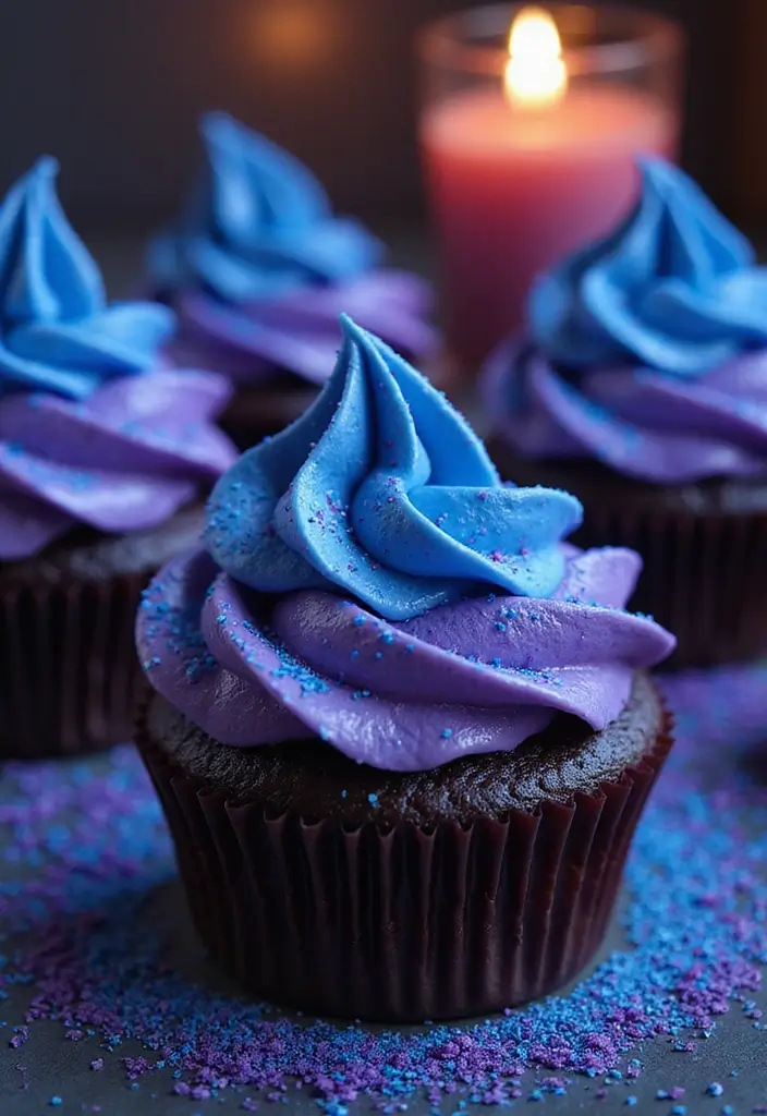 27 Christmas Cupcake Decorating Ideas You Can DIY: Minecraft-Themed Holiday Treats - 11. Nether Portal Cupcakes