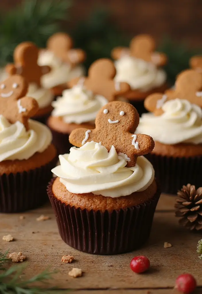 27 Christmas Cupcake Decorating Ideas You Can DIY: Minecraft-Themed Holiday Treats - 19. Gingerbread Cupcakes