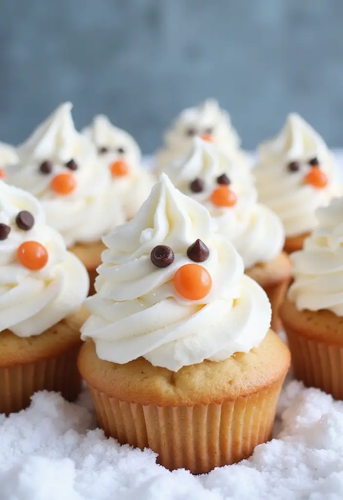 27 Christmas Cupcake Decorating Ideas You Can DIY: Minecraft-Themed Holiday Treats - 2. Snow Golem Cupcakes