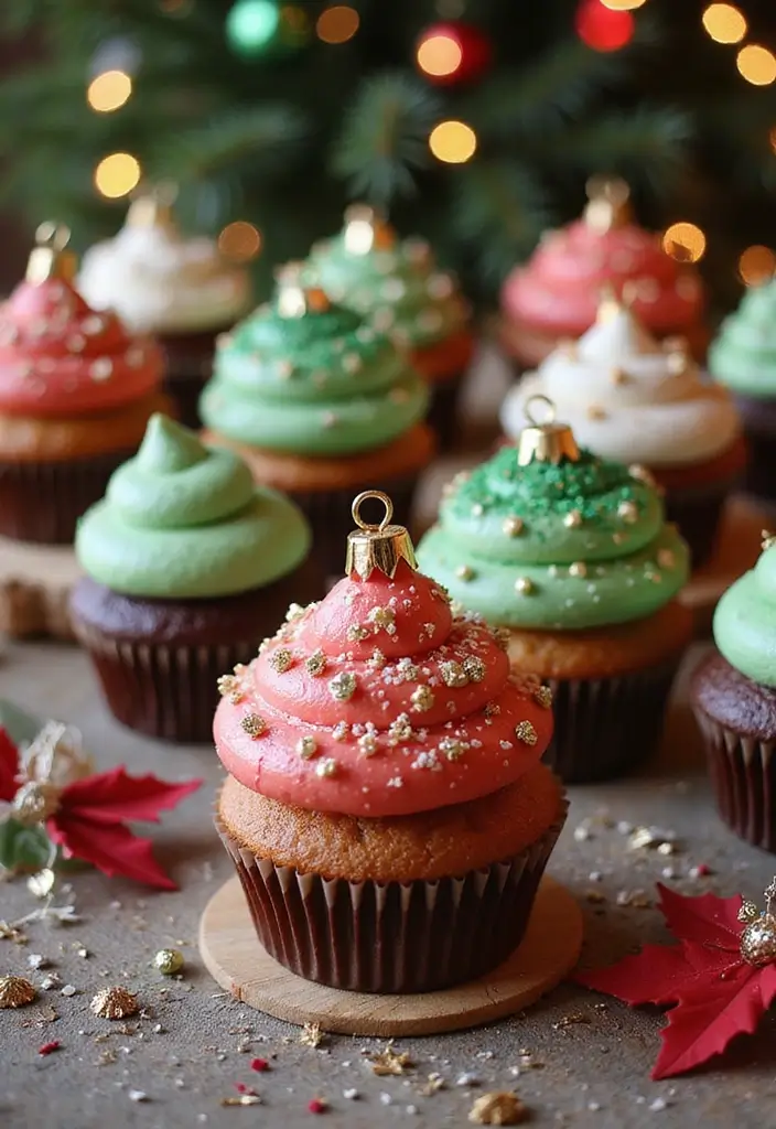 27 Christmas Cupcake Decorating Ideas You Can DIY: Minecraft-Themed Holiday Treats - 21. Christmas Ornament Cupcakes