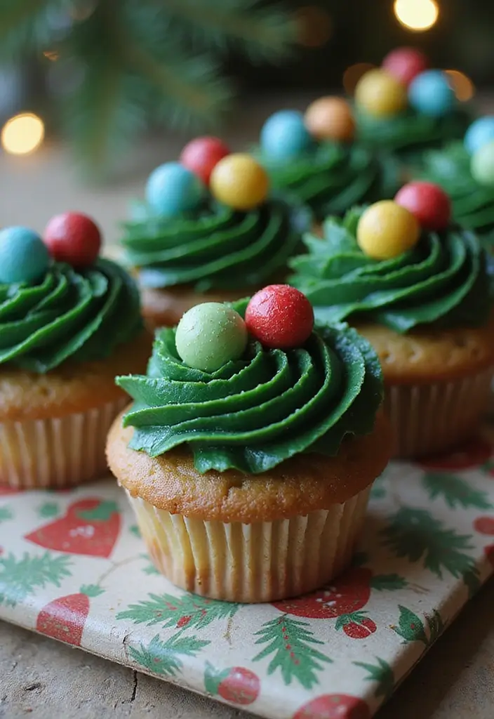 27 Christmas Cupcake Decorating Ideas You Can DIY: Minecraft-Themed Holiday Treats - 24. Evergreen Cupcakes