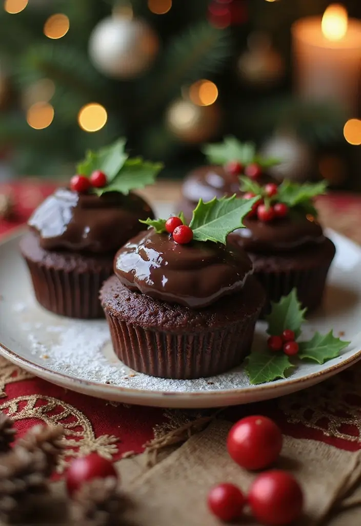 27 Christmas Cupcake Decorating Ideas You Can DIY: Minecraft-Themed Holiday Treats - 25. Christmas Pudding Cupcakes
