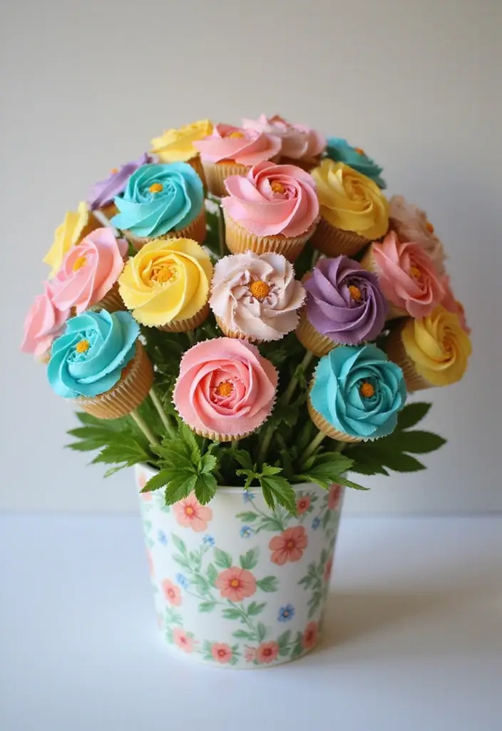 27 Cupcake Design Ideas That Look Professional (But Are Easy!) - 15. Cupcake Bouquets