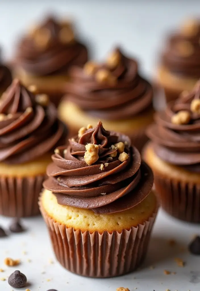 27 Cupcake Design Ideas That Look Professional (But Are Easy!) - 18. Chocolate Chip Cookie Dough Cupcakes