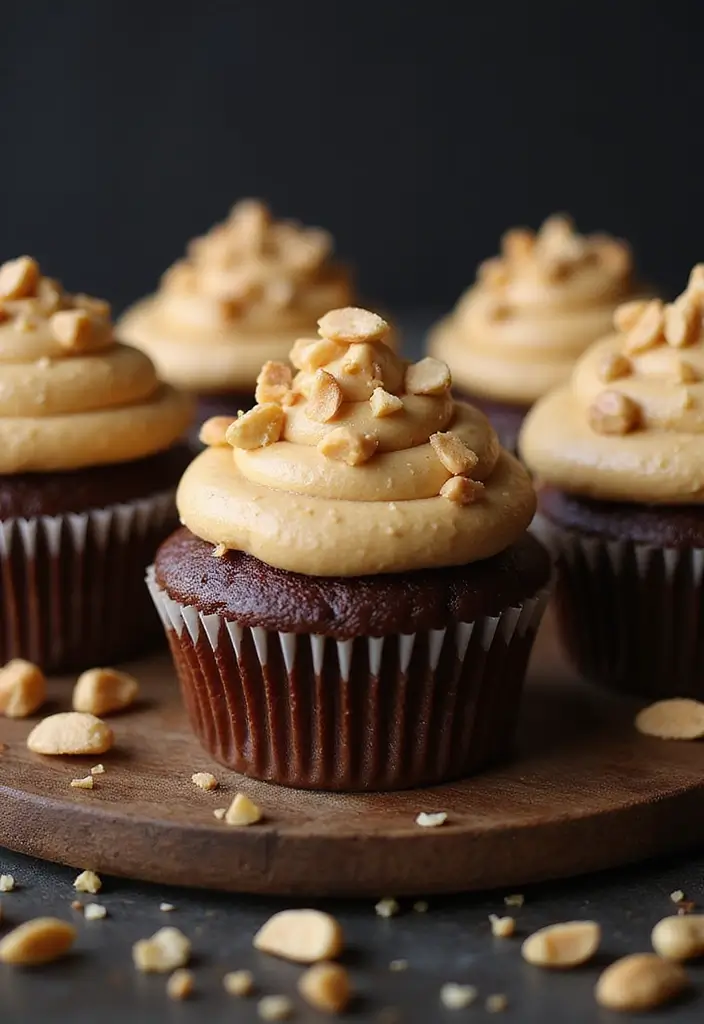 27 Cupcake Design Ideas That Look Professional (But Are Easy!) - 25. Chocolate Cupcakes with Peanut Butter Frosting