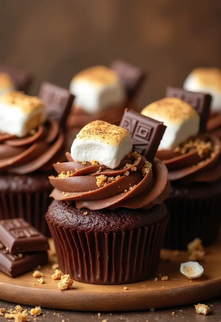 27 Cupcake Design Ideas That Look Professional (But Are Easy!) - 6. S’mores Cupcakes