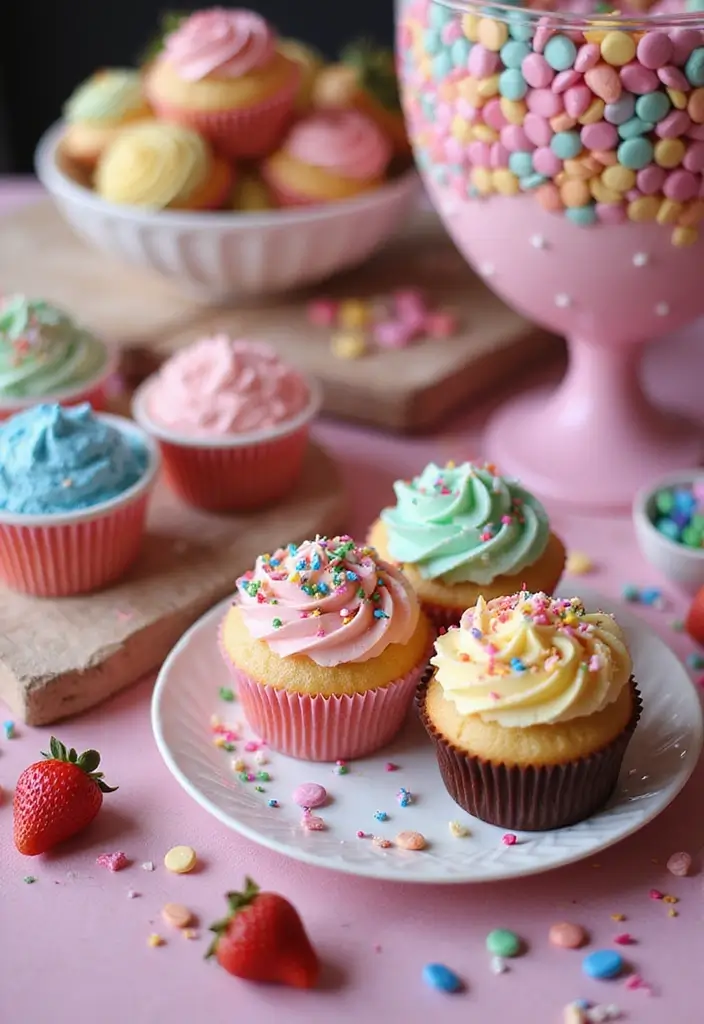 27 Cupcake Display Ideas to Impress Your Guests - 10. Candy Bar Cupcake Display