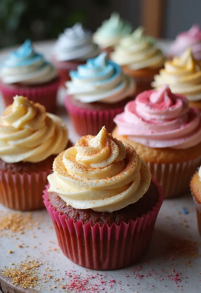 27 Cupcake Display Ideas to Impress Your Guests - 16. Edible Glitter Cupcakes