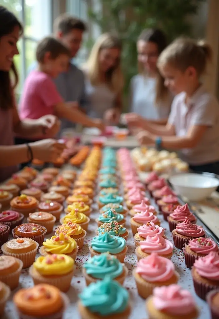 27 Cupcake Display Ideas to Impress Your Guests - 23. Interactive Cupcake Decorating Station