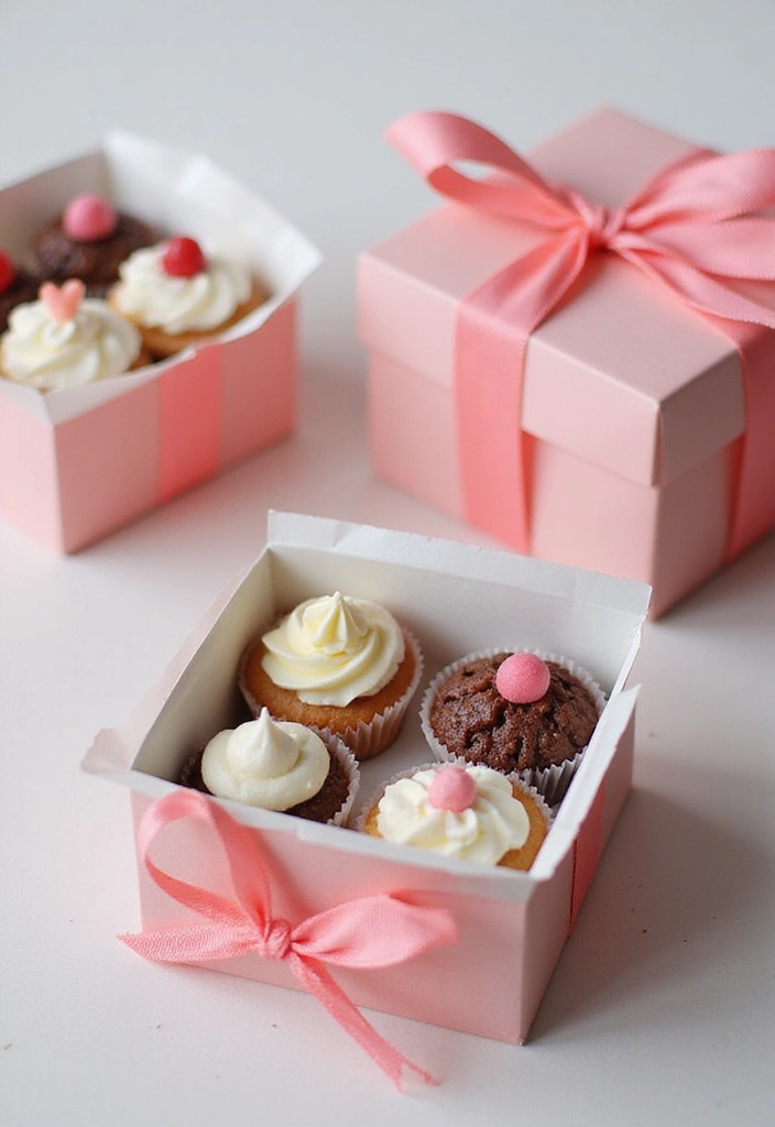 27 Cupcake Display Ideas to Impress Your Guests - 24. Mini Cupcake Gift Boxes