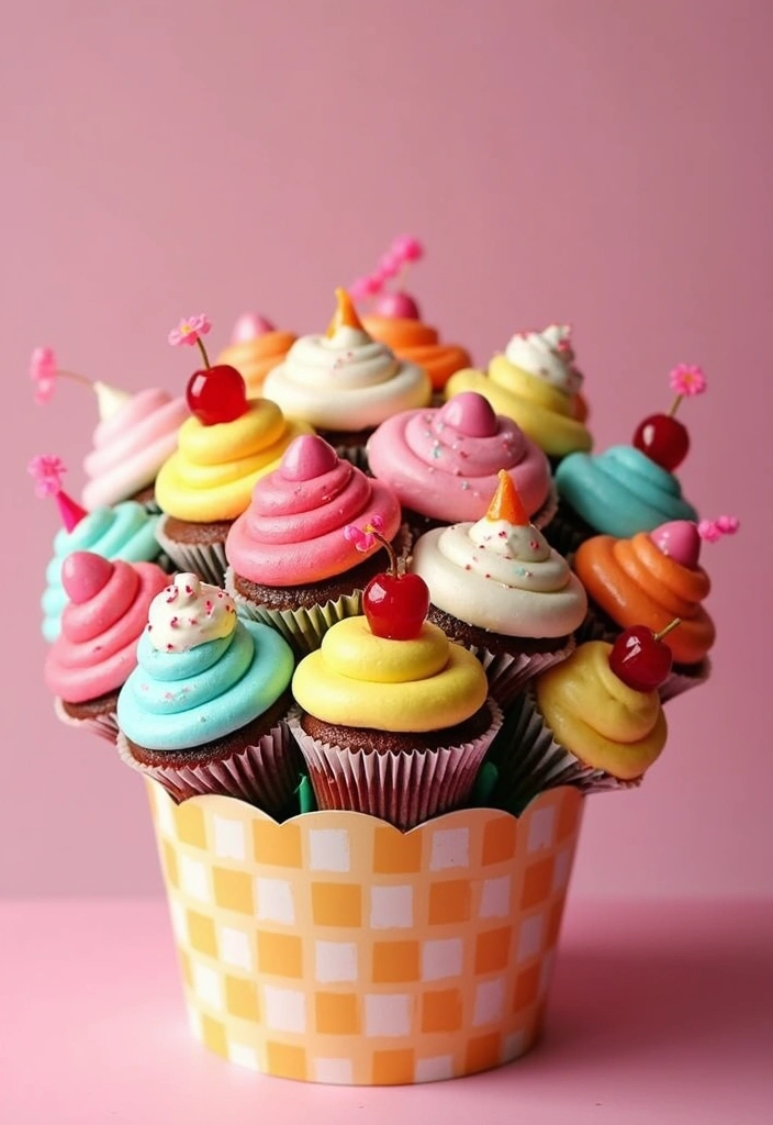 27 Cute Cupcake Ideas That Are Perfect for Any Celebration - 11. Retro Diner Cupcake Bouquet